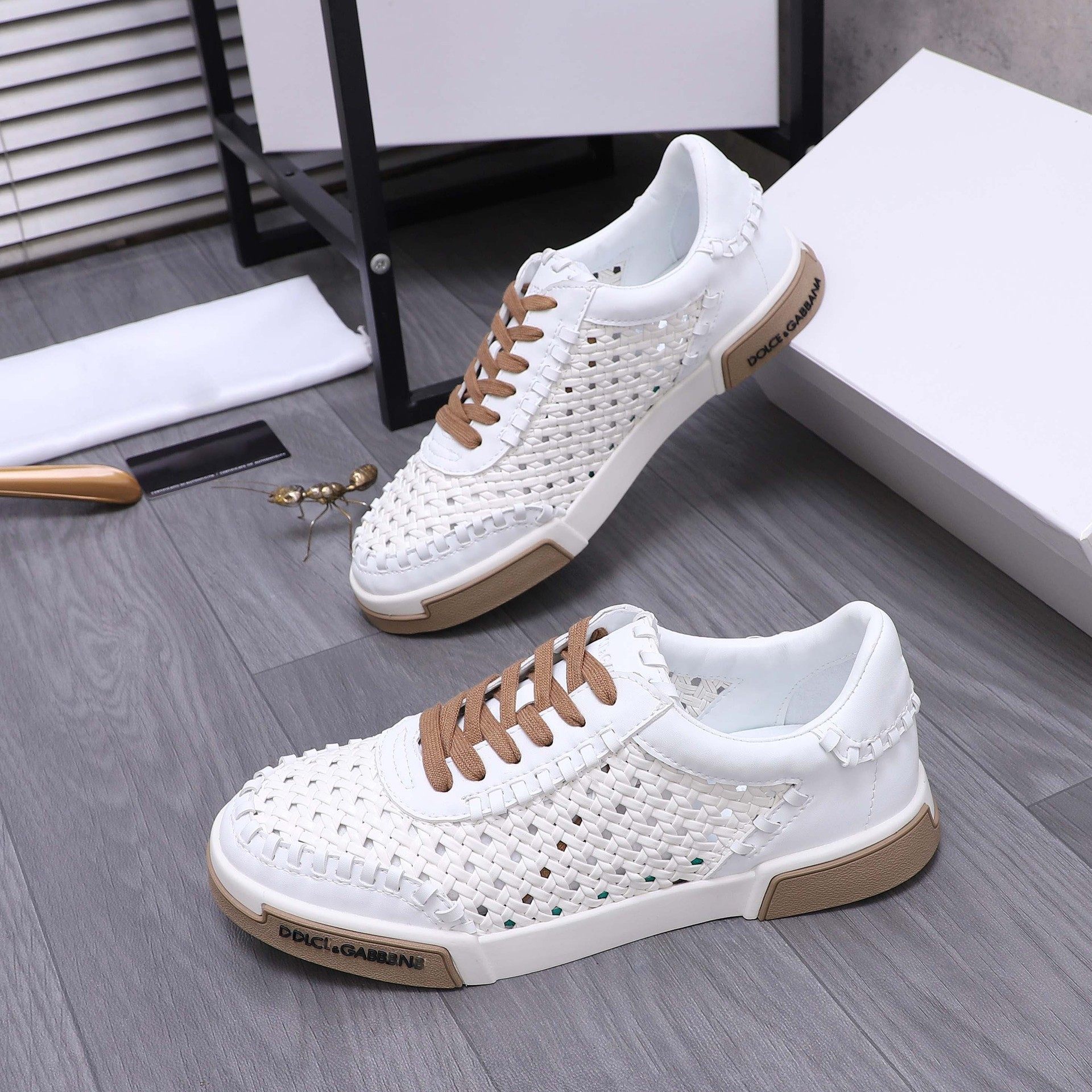 欧洲站真皮编织镂空2025夏季新款休闲渔夫网鞋配裙子德训小白潮鞋,流行男鞋,休闲板鞋,淘宝优惠券,粉丝福利购,淘宝优惠卷