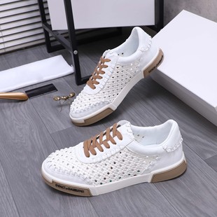欧洲站真皮编织镂空2025夏季新款休闲渔夫网鞋配裙子德训小白潮鞋