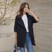 春夏季 薄款 风衣外套女七分袖 2026新款 单层宽松外搭防晒中袖 薄上衣