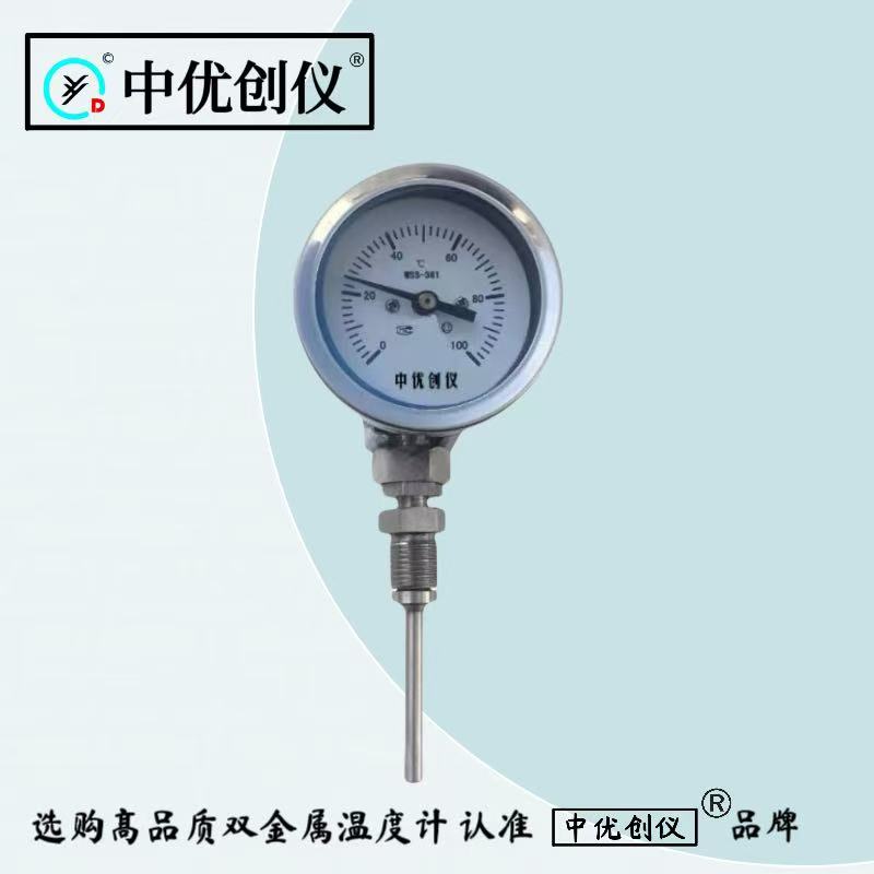 WSS-381万向型双金属温度计/304/316不锈钢机械指针式温度表 定制