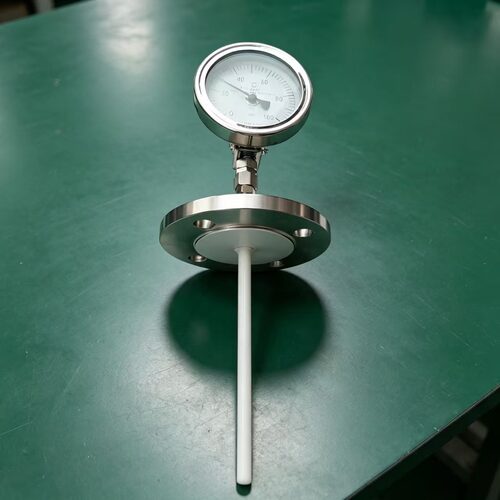 dn50法兰式防腐双金属温度计 衬ptfe四氟防腐温度表 耐强酸碱腐蚀