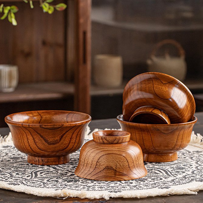 实木藏式蒙古碗整木反边马奶酒碗