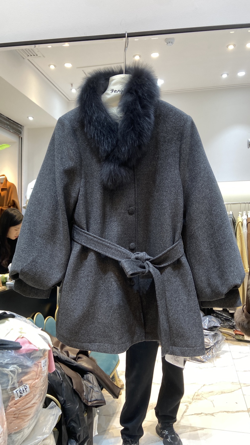 欧货2025冬新款狐狸毛领90白鸭绒羽绒服女中长款收腰显瘦保暖外套