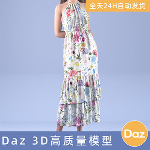 Daz3D素材模型资源衣服连衣裙dForce Floral Dress Outfit HnC24