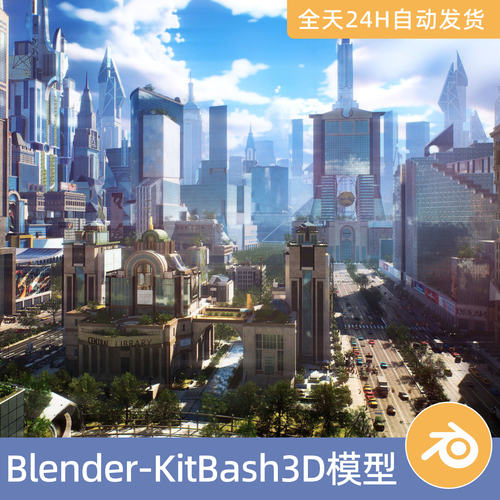Blender素材模型资源资产KitBash3D-新德里印度城市建筑摊位楼房