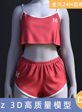 Daz3D素材模型资源衣服dForce BS Pajamas Set for Genesis 9内衣