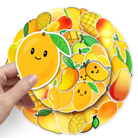 滴胶diy水果贴纸芒果防水素材张50卡可装饰创意手帐本咕系列卡通