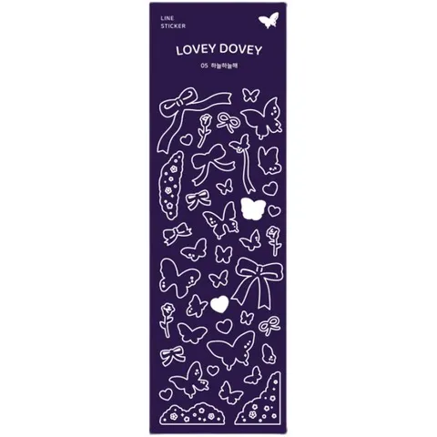 银边炫彩日记线条贴纸猫咪韩国装饰镭射星星蝴蝶A114loveydovey