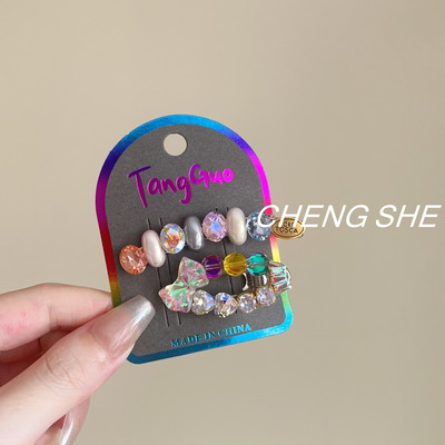 韩国东大门超闪彩钻蝴蝶结刘海边夹Ab版心侧边夹碎发头饰发夹