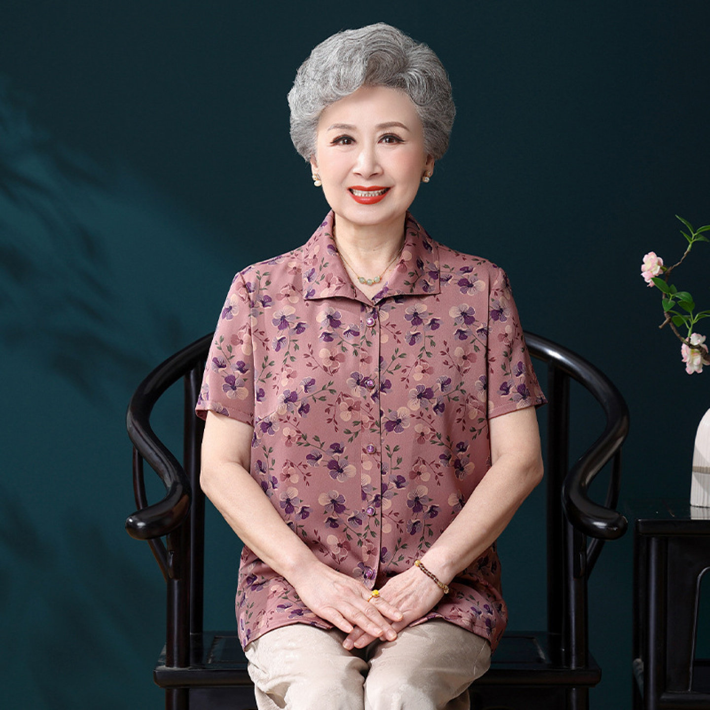 桑蚕丝妈妈夏装套装31