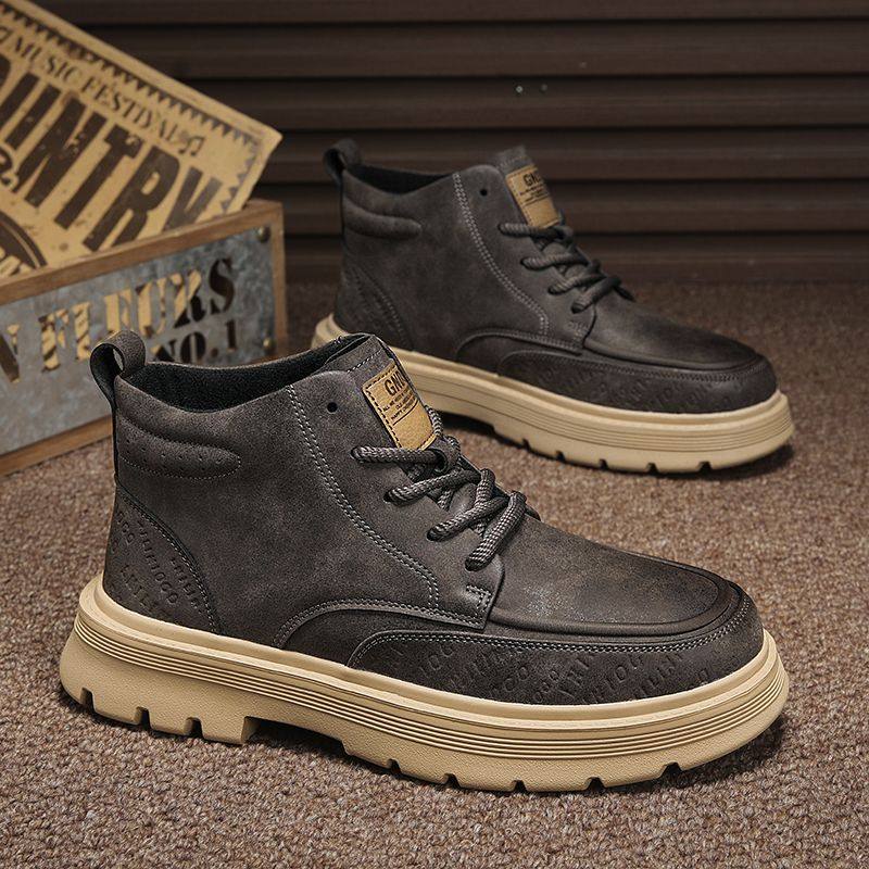 【工厂直销2558】爆款工装机车风小马丁靴皮质高帮潮流男鞋