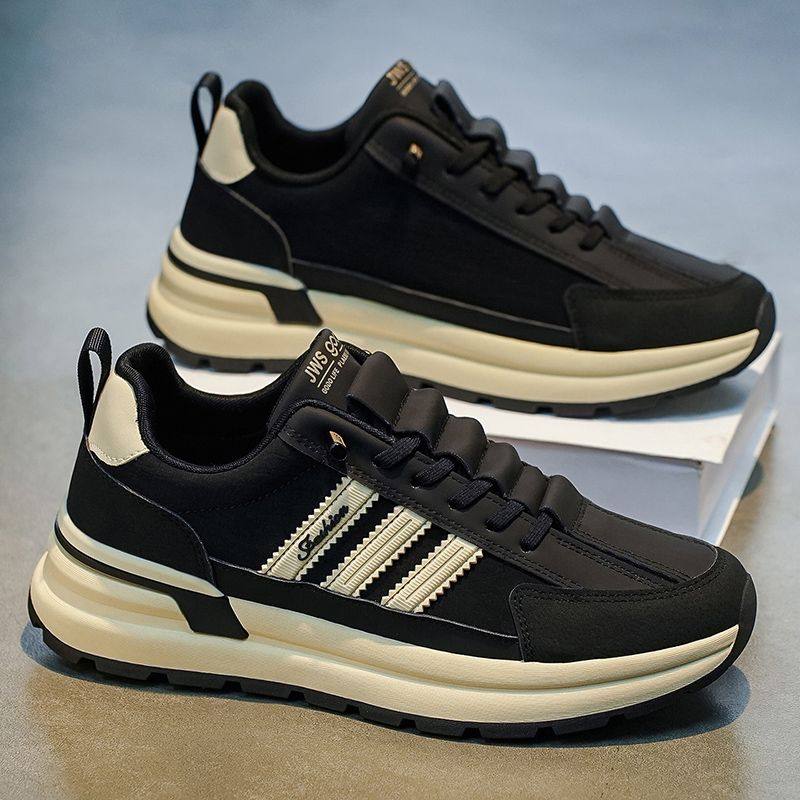 枫之时尚夏天厚底男鞋舒适透气简约百搭镂空不臭脚牛皮潮板鞋