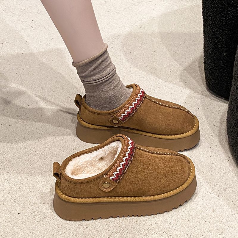 羊皮毛一体羊毛包头拖厚底民族风毛毛拖鞋女秋冬季