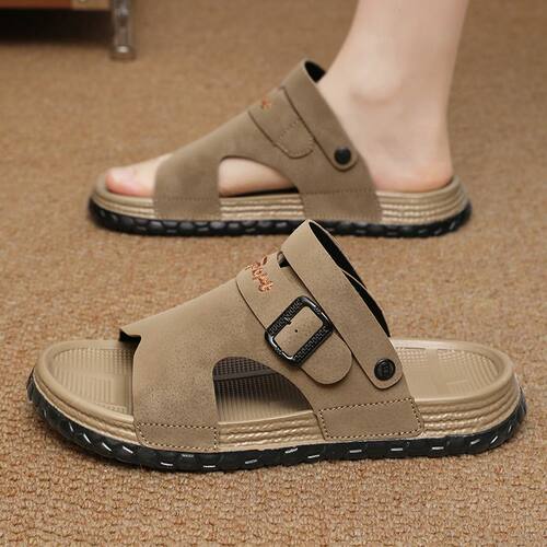 男士凉鞋夏季新款休闲大码防滑沙滩鞋两用外穿中年爸爸凉拖鞋