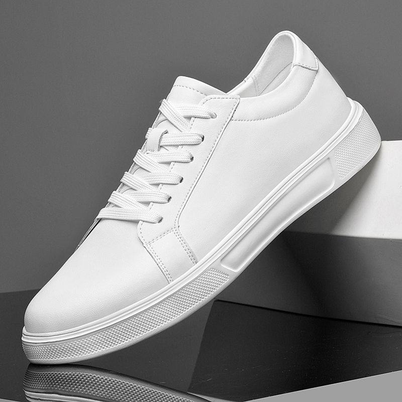 春季男鞋透气小白鞋男韩版平底白鞋潮流百搭西装休闲白色板鞋