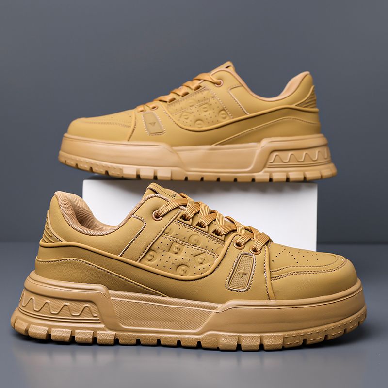 男士厚底休闲板鞋春秋季小众设计感原创复古小黑鞋百搭面包鞋