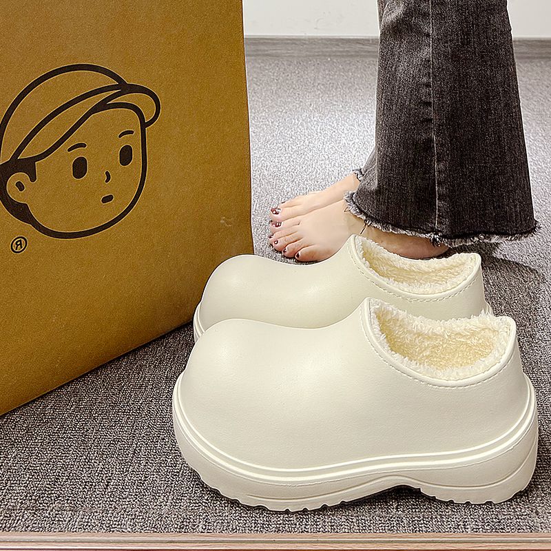 棉拖鞋女冬季外穿包跟厚底防水防滑居家室内保暖加绒月子踩屎感
