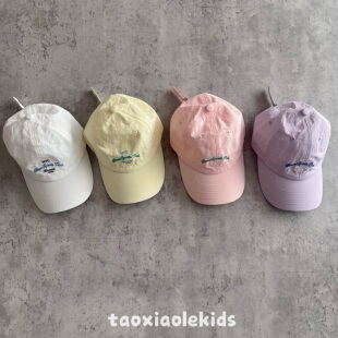 儿童帽子春夏速干透气软顶男女童鸭舌帽出游遮阳宝宝棒球帽字母