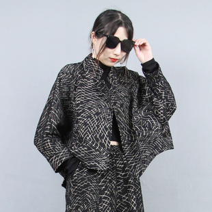 宽松显瘦气质披肩式 提花七分袖 新品 蝙蝠外套女2026年春季 上衣 短款