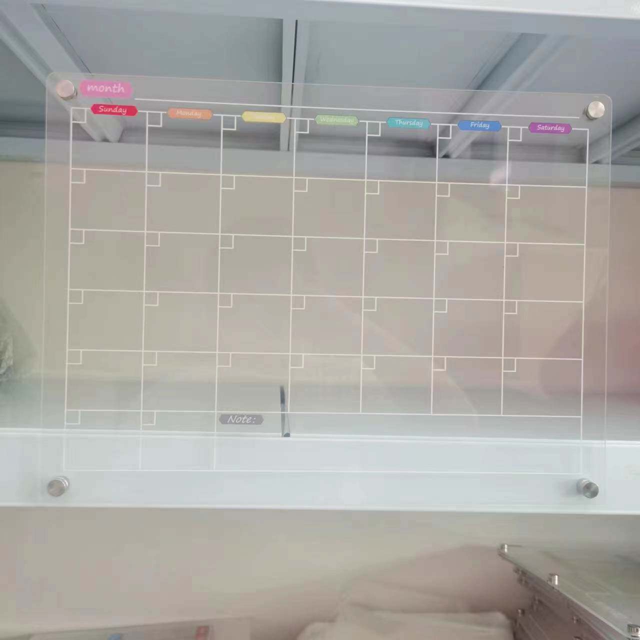 냉장고용 아마존 아크릴 자기 건조 지우기 보드 달력 냉장고용 투명 건조 지우기 달력