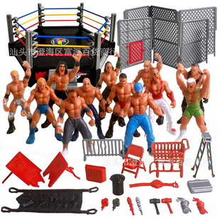 摔跤擂台人偶场景模型角斗摔跤小人摆件儿童士兵玩具