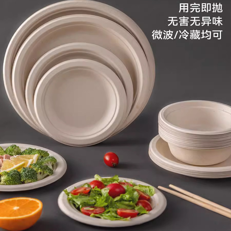 户外一次性盘子纸盘食品级可降解家用烧烤餐具餐盘碟子套装可微波