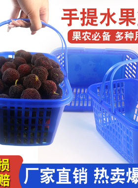 蓝色塑料水果篮杨梅采摘篮全新熟胶手提水果筐杨梅篮真空包装专用