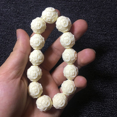 象牙果雕刻财源广进佛珠
