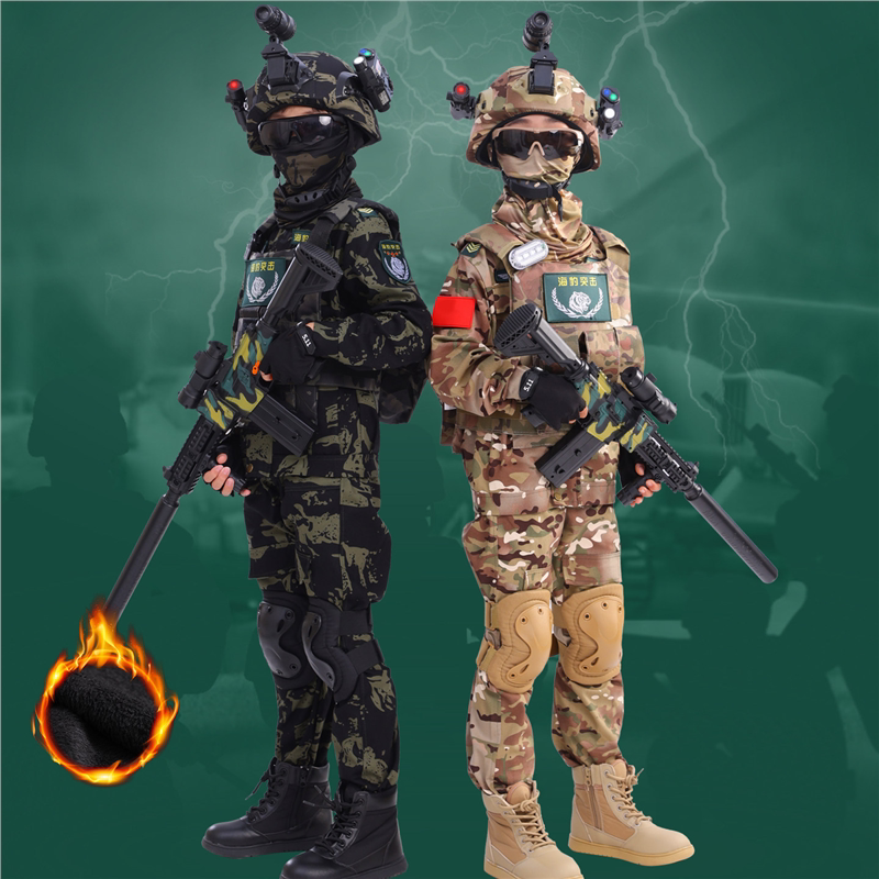 纯棉儿童迷彩服套装男童特种兵全套装备加绒中小学生秋冬户外活动