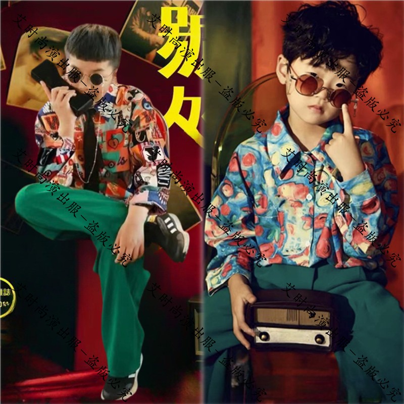 儿童复古港风喇叭裤走秀演出服女童8090年代怀旧主题失恋阵线联盟
