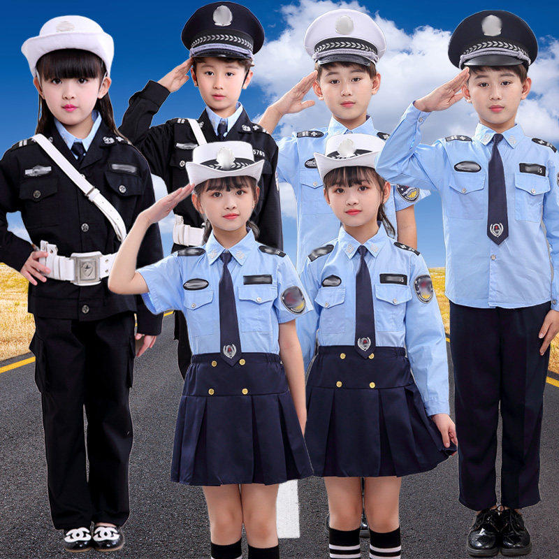 儿童警察服警官服套装男女童警服演出扮演公安小交警运动会合唱服