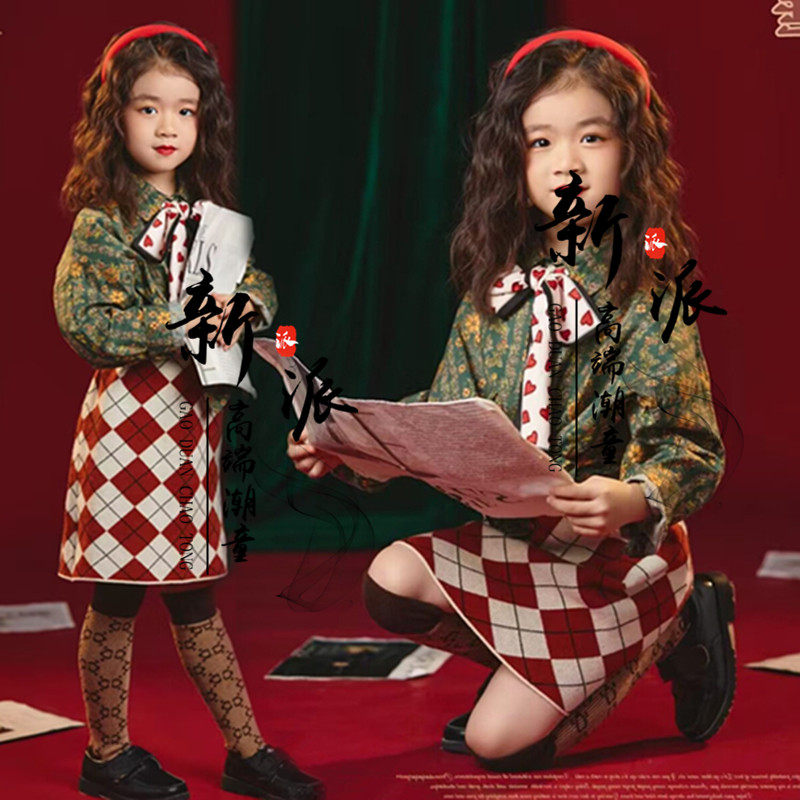 女童舞台走秀幼儿园服装8090年代港风儿童演出服幼儿模特T台大赛