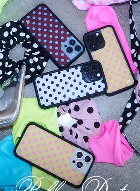 精版WILDFLOW欧美手机壳野花Polka Dots黄色与白色波点适用iPhone17/16ProMax苹果15/14Plus硬壳小众保护套WF