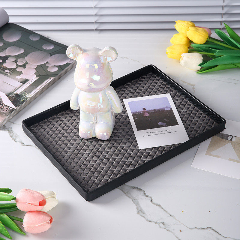 【雅美】轻奢高档装饰茶杯托盘家用长方形皮革茶盘收纳香薰首饰盘