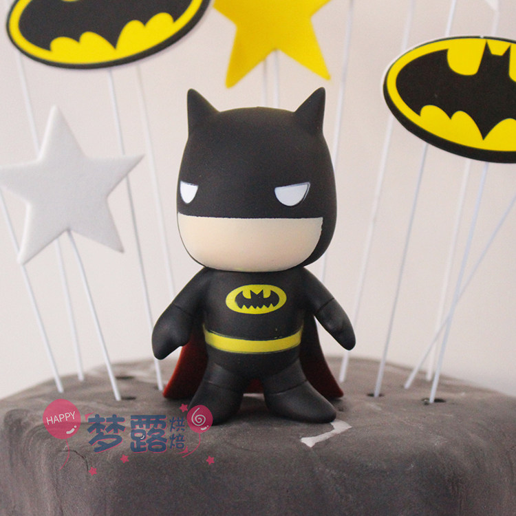 迷你q版搪胶蝙蝠侠蛋糕装饰摆件  创意可爱公仔甜品台布置摆件