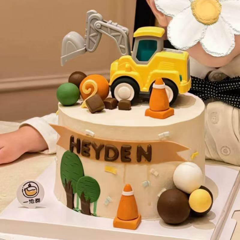工程车生日蛋糕装饰摆件挖掘机挖土机儿童男孩按压惯性车烘焙装扮,节庆用品/礼品,节日装扮用品,淘宝优惠券,粉丝福利购,淘宝优惠卷