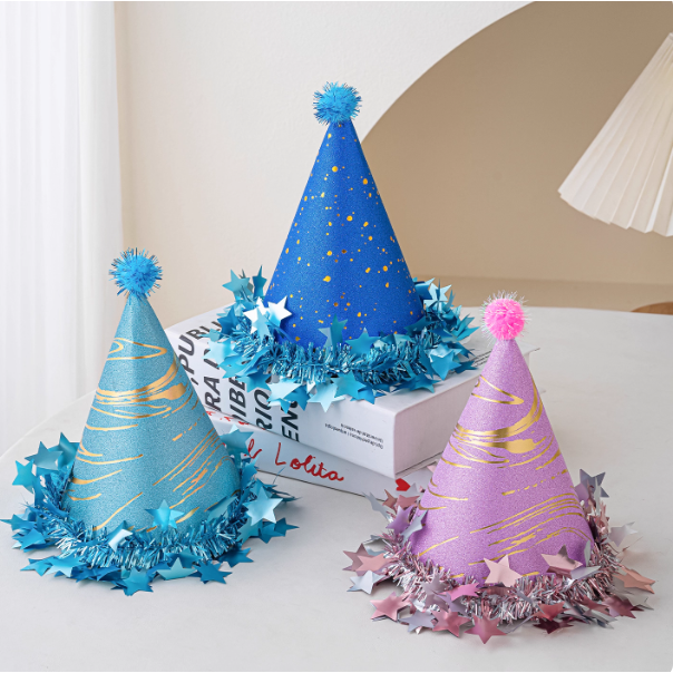 流苏星星梦幻毛球使生日帽