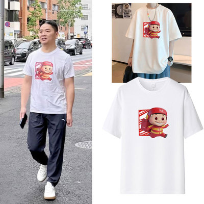 220g纯棉刘强东猪猪侠短袖男女款