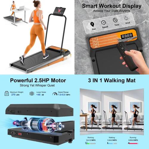 Walking Pad readmill with Incline - 2.5HP Low Noise Under De