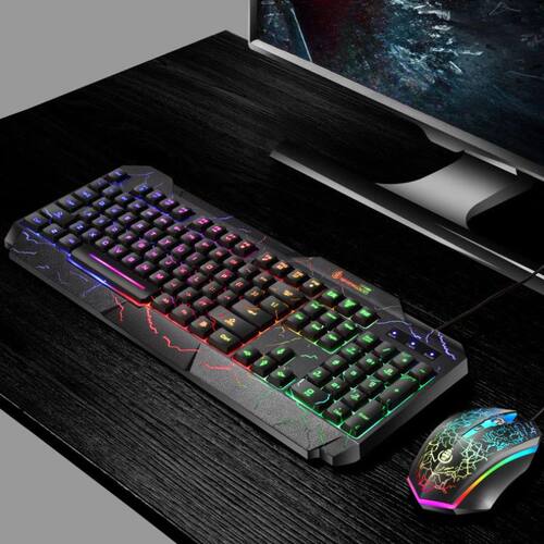 Computer Desktop Wired Gaming Keyboard Mouse Mechanical Feel