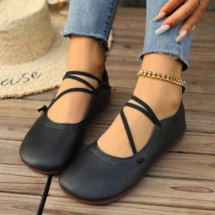 New Casual Flat Single Shoes Brand Designer Woman Square Toe