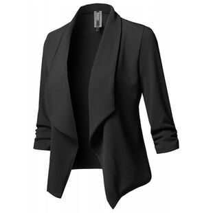 Women Black Thin Blazer Cardigan Coat 2025 Long Sleeve Femal