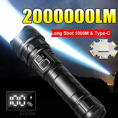 2000000 High Power LED Flashlights Type-C Rechargeable Torch