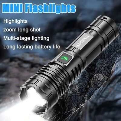 High Power 2000LM Tactical LED Flashlight USB C Rechargeable