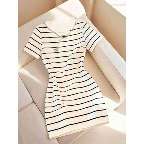 Spring Summer Elegant Casual Sexy Striped Print round Neck S