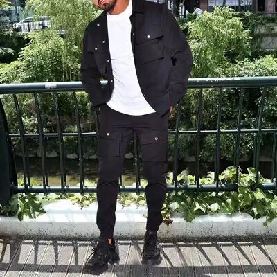 Fashion Men's Casual Sets Male rend Sreetwear Long Sleeve Ja