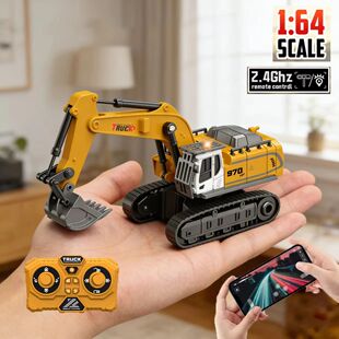 1/64 Mini RC Excavator Crawler Tipper Truck Remote Control E