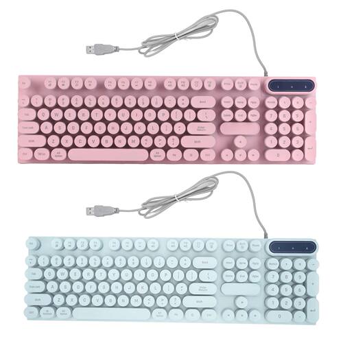 1Pc Gaming Keyboard USB Round 104 Keycaps Backlit Ergonomic