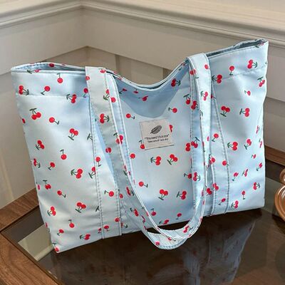 Cute Cherry Strawberry Print Casual Tote Bag Large Capacity