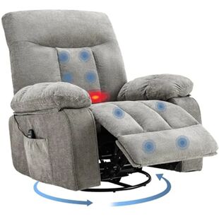 Rocker Recliner Chair Swivel Recliner with Vibration Massage